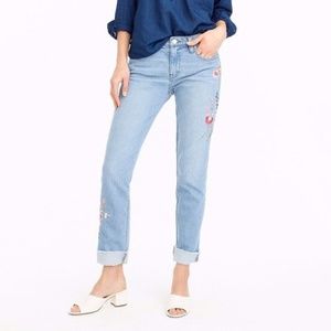 J. Crew Embroidered Boyfriend Jeans